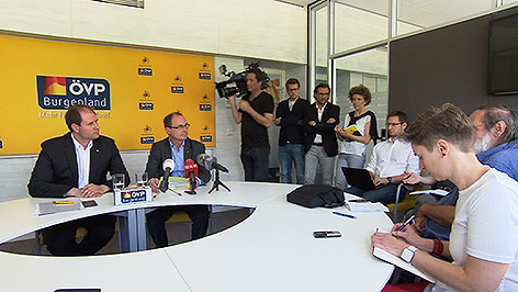 Christian Sagartz und Franz Steindl bei der Pressekonferenz am Tag nach der Landtagswahl