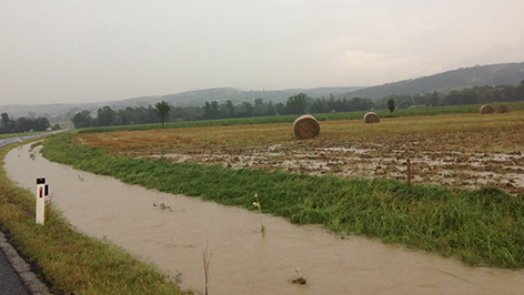 Unwetter Bezirk Oberwart überflutete Felder