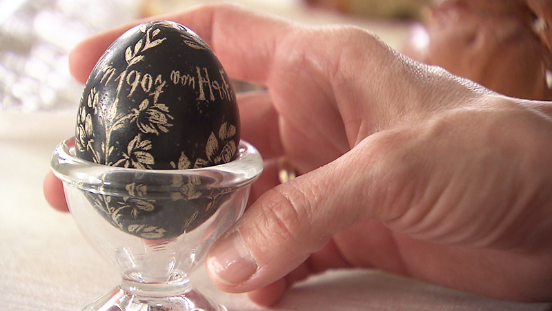 Osterei 1907 Sankt Michael ältestes gekratztes Ei
