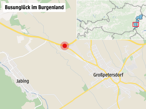 Karte zeigt Unfallort bei Großpetersdorf