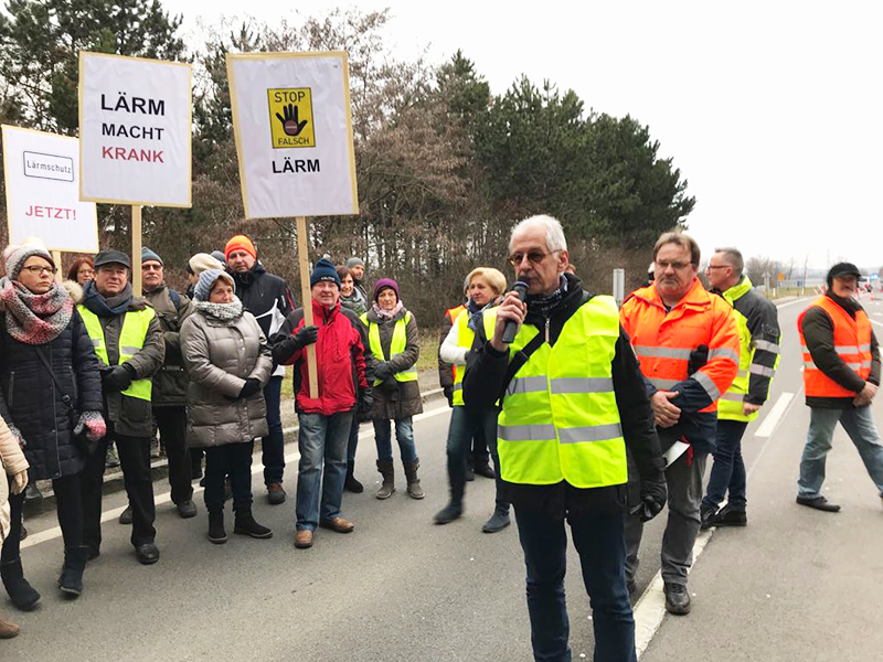 Protest Straßensperre Wulkaprodersdorf Bahnschleife
