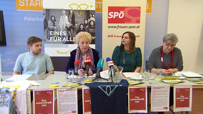 Christian Berger, Obmann Stv. Frauenvolksbegehren, Verena Dunst (SPÖ), Astrid Eisenkopf (SPÖ), BRin  Inge Posch-Gruska