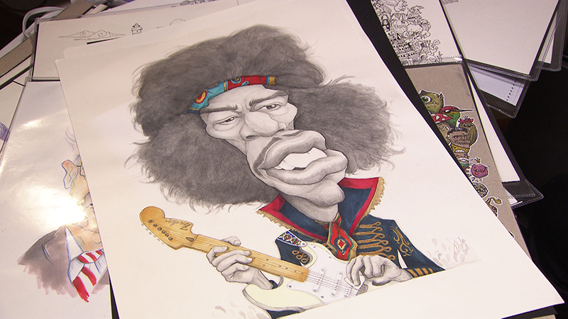 Hendrix-Karikatur von Florian Taker