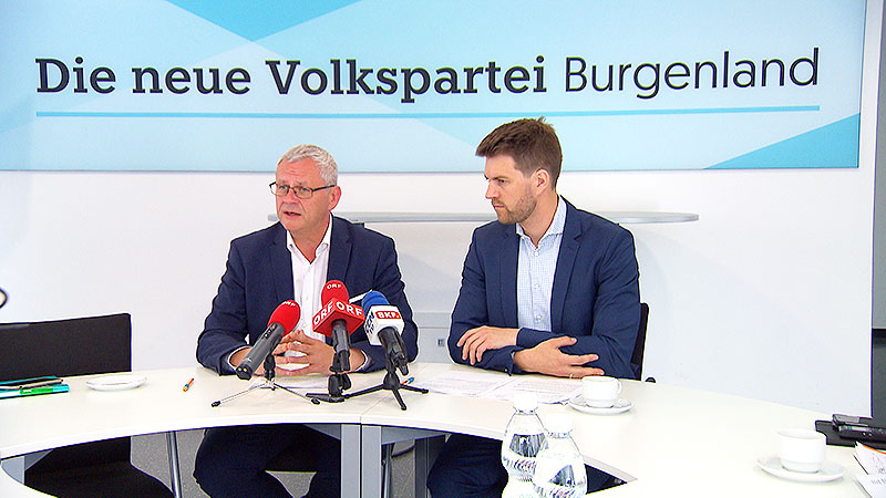 Thomas Steiner und Christoph Wolf von der ÖVP bei der Presskonferenz zum Landesrechnungshof